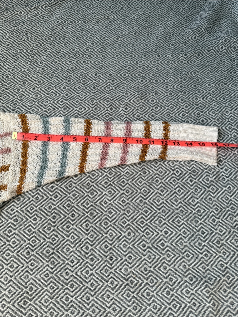 Kohl's Cream Sweater with Pink, Mustard and Light Blue Stripes - Picture 9 of 12